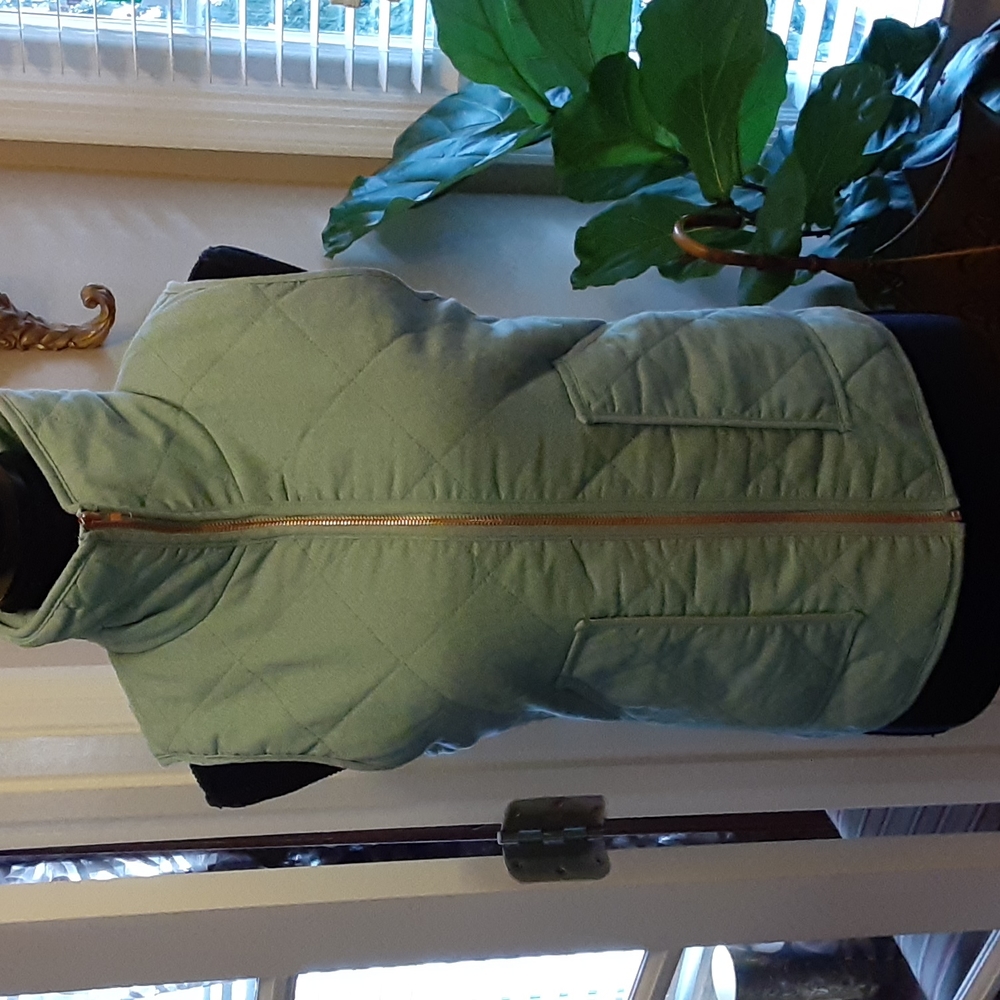 Peach Love California seafoam green stretch quilted vest 2 pockets Small…EUC